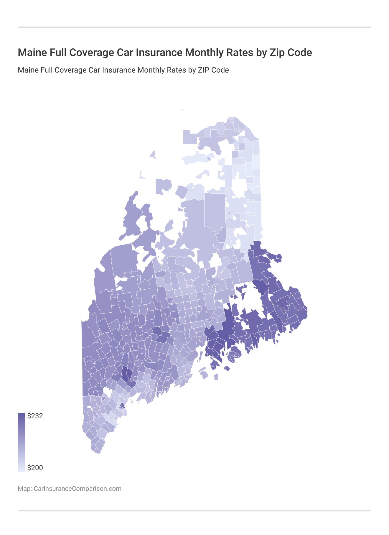<h3>Maine Full Coverage Car Insurance Monthly Rates by Zip Code</h3>